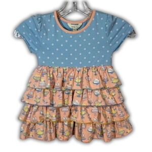 Matilda Jane Dream Chasers Cake Top Tunic‎ Blue Peach Ruffle Polka Birthday 4
